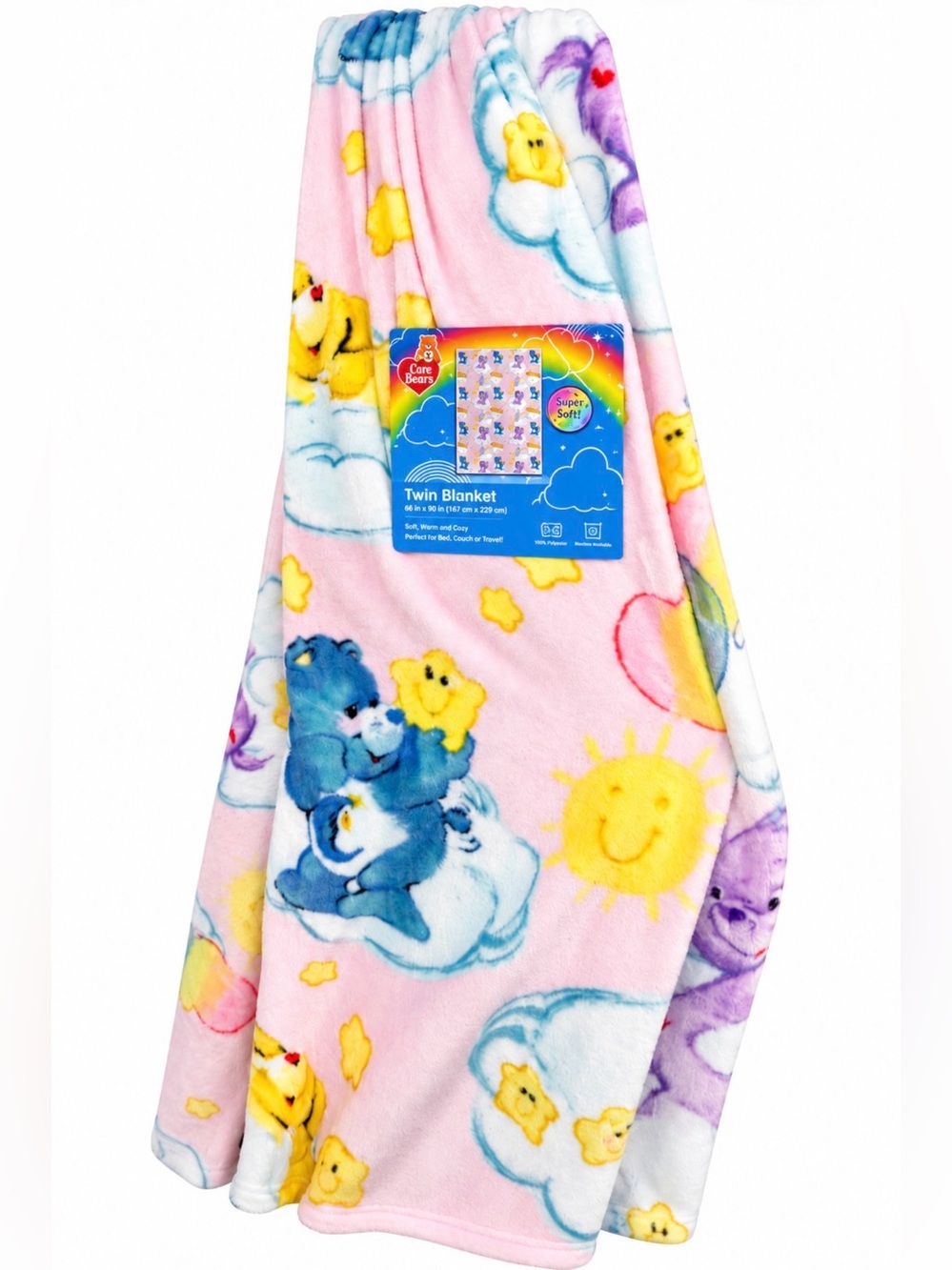 🥂Care Bears Pink Plush Twin/Throw Blanket🥂